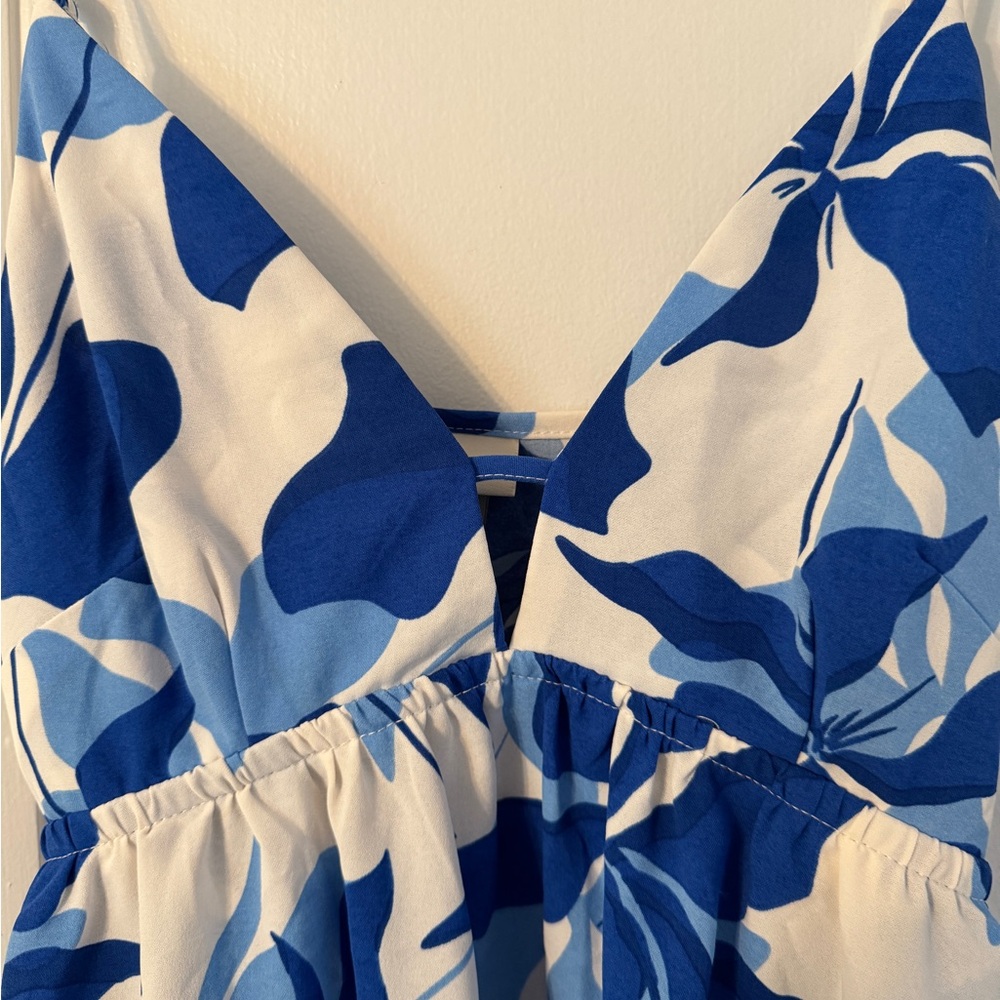 a new day Blue and White Patterned Dress - Picture 3 of 6
